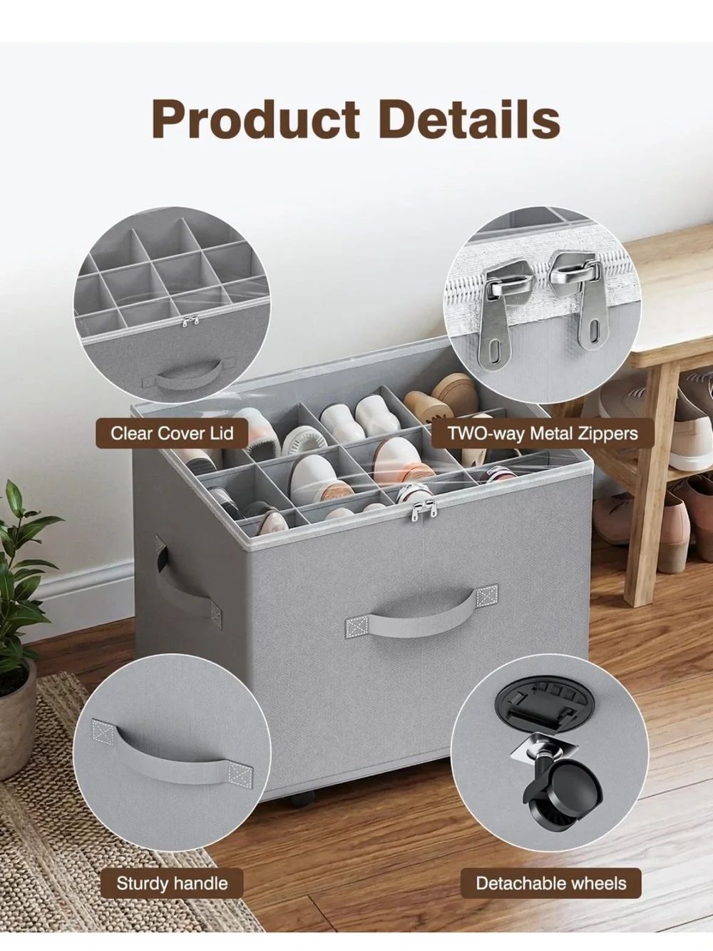 Brand Shoe Storage Organizer Box - Light Gray (2 Pack)